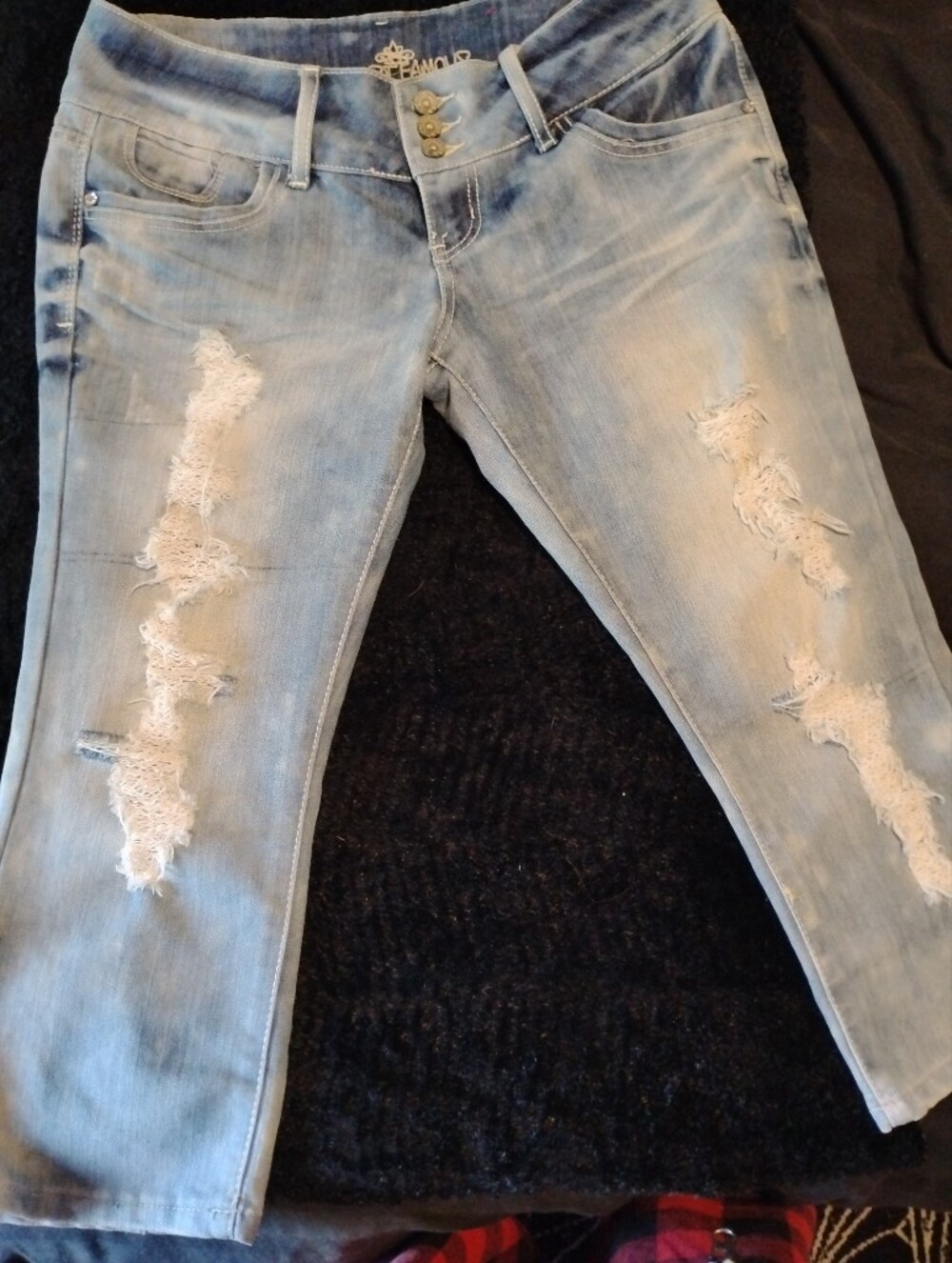 Almost Famous Light Blue Distressed Cropped Jeans